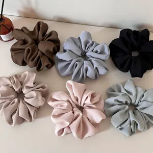 French Style Satin Scrunchies Large Hair Ties Solid Color Silk Like Elastic Hair Bands Elegant Ponytail Holder For Women Girls Hair Accessories