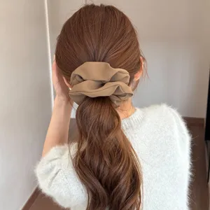 French style satin hair scrunchie for women, elegant ponytail holder hair band accessory.