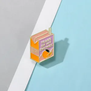 Zomer verfrissende sinaasappelsap doos emaille speld creatieve metaal badge voor kleding