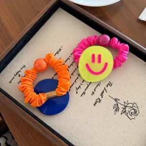 Elastici per capelli con faccina sorridente accessori dolci per capelli per donne e ragazze