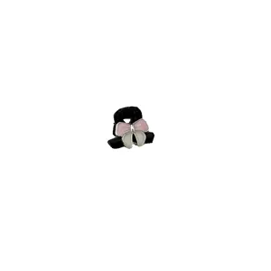 Cute mini hair claw clip with pink and white bow, elegant alloy hair accessory for bangs and styling.