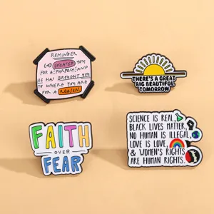 Creatieve Engelse Citaat Emaille Brooch Legering Letter Speld Leuke Mode Kleding Tas Decoratieve Sieraden Cadeau