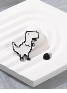 Λεπτομερής όψη καρφίτσας δεινοσαύρου pixel, λευκή καρφίτσα από κράμα για τσάντες και ρούχα.