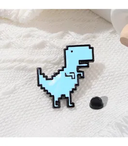 Χαριτωμένη καρφίτσα δεινόσαυρος pixel σμαλτωμένη broche τσάντα ρούχα διακόσμηση