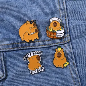 Niedliche Wasserschwein Emaille Anstecknadel Set Cartoon Metall Brosche Rucksack Dekoration