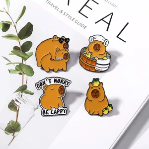 Niedliche Kapibara Emaillierte Anstecknadel Cartoon Metall Abzeichen Rucksack Dekor Geschenk