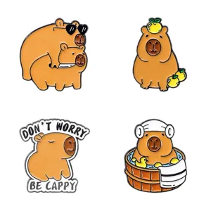 Niedliches Cartoon Wasserschwein Anstecknadel Set, lustige Metall Brosche für Rucksäcke.