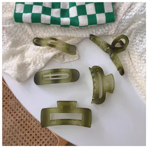 Ensemble de pinces à cheveux dégradé vert mat, pinces élégantes pour coiffures.