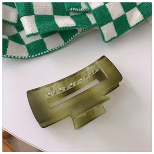 Pince a cheveux verte degradee mate grand clip griffe minimaliste pour coiffure detail