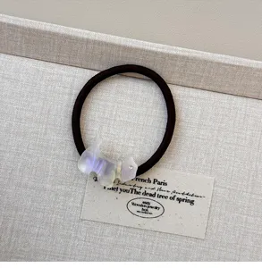 Coletero de perro lindo de acetato estilo coreano con pedrería, soporte de coleta elástico.