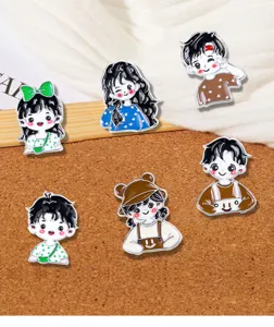 Cute cartoon couple enamel pin metal badge set, stylish sweet student schoolbag decoration lapel pins.