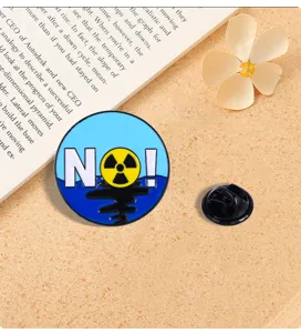Emaillierte Reversnadel Anti-Atom-Abwasser Umweltschutz Protest Abzeichen Radioaktivität Brosche