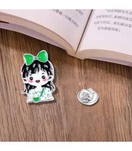 Cute cartoon anime girl metal enamel lapel pin badge for backpack and clothes decoration.