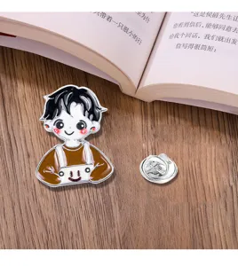 Cute cartoon boy metal enamel brooch pin badge for backpack jacket clothing decoration