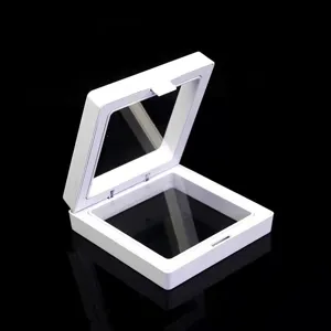 PE Film Floating Jewelry Display Box Transparent Suspension Frame For Bracelet Ring Pin Brooch Coin Storage Case Dustproof