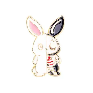 Leuke eng gespleten konijn emaille speld Halloween skeleton broche metalen badge