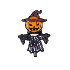 Halloween citrouille épouvantail émail broche mignon chapeau de sorcière badge cadeau