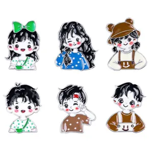 Cute cartoon couple metal enamel pin badge for backpacks clothing sweet stylish accessories