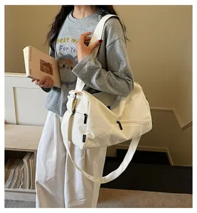 Sac de voyage en toile blanche pour femme, sac de sport fitness yoga bandoulière.