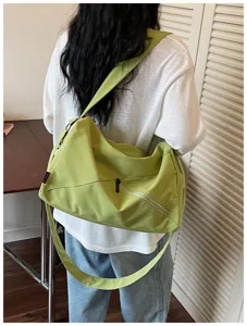 Sac de voyage en toile verte décontracté grande capacité sac à bandoulière de sport femme