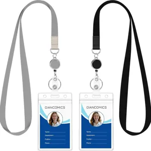 Retractable Badge Holder Neck Lanyard With Waterproof ID Card Case Transparent Badge Reel Set For Office Staff Students