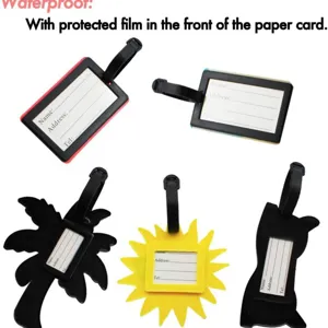 Étiquettes de bagage en silicone mignonnes valise nom cartes avec film protecteur voyage
