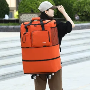 Bolso de viaje rodante de gran capacidad con ruedas y correas de mochila para facil mudanza.
