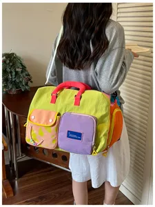 Borsa da viaggio colorata stile dopamina da donna, grande capacità leggera borsa sportiva.