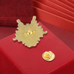 Goldene Drachen Emaille Anstecknadel Rückseite Metall Abzeichen Zubehör für Herren Anzug