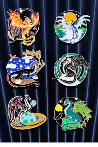Cool fantasy dragon enamel pins set, alloy metal badge brooch for clothes, bags and backpacks