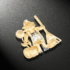 Halloween cartoon pumpkin broom character metal brooch pin fashion clothing decoration badge gift