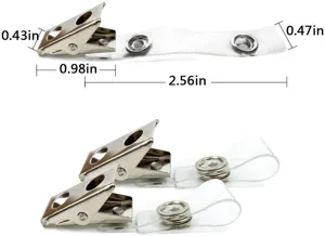 Metal badge clip with clear plastic strap ID card holder clamp double hole hardware accessory