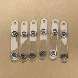 Piezas de repuesto de correa para credencial de PVC transparente con botones a presión metálicos.