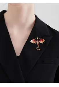Gothic dragon brooch for men, creative enamel lapel pin for suit, Halloween fashion jewelry.