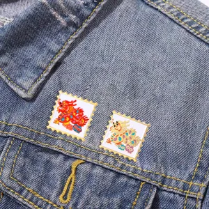 Broche esmaltada sello dragón estilo chino insignia metálica accesorios de moda