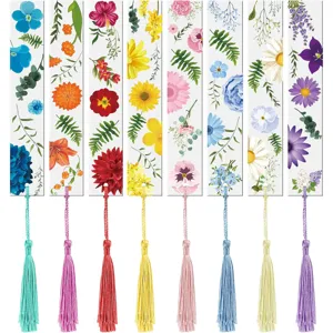 Marcador de Acrílico con Borla Estampado Floral de Primavera Marcapáginas Lectura Papelería Regalo para Estudiantes Amantes de Libros