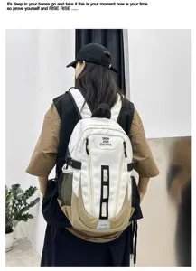 Neutraler Streetwear Taktik-Rucksack mit Kontrastfarben und mehreren Taschen für Outdoor-Reisen.