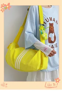 Helle gelbe Segeltuchtasche, lässige Umhängetasche mit großem Fassungsvermögen für Sport und Reisen.