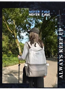 Casual lightweight backpack for women, large capacity travel school daypack, grey outdoor bag.