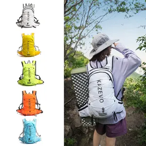 Outdoor hiking backpack detail view, multi-color options, waterproof vest design.