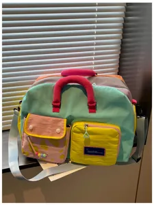 Borsa da viaggio colorata stile dopamina con tasche multiple, grande capacità per donna.