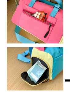 Μικρή αθλητική τσάντα color-block, casual τσάντα γυμναστηρίου ταξιδιού με ρυθμιζόμενο ιμάντα.