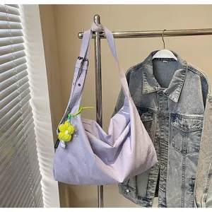 Sac bandoulière en toile slouchy pour femme, grande capacité, sac fourre-tout quotidien élégant.