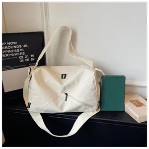 Sac de voyage en toile blanche pour femme, grand sac d'épaule de sport et de fitness.