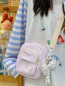 Detailed view of the Japanese style lightweight casual crossbody shoulder bag for women.