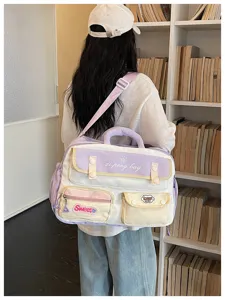 Grote capaciteit multi-pocket canvas reizen schoudertas voor vrouwen dagelijks pendelen.