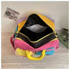 Borsa da viaggio colorata stile dopamina, grande borsone weekender con tasche per donna palestra sport.