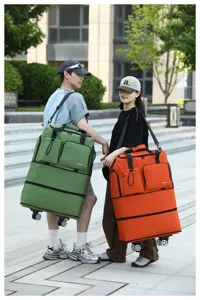 Gran capacidad bolsa de viaje rodante equipaje extensible maleta con ruedas y correas