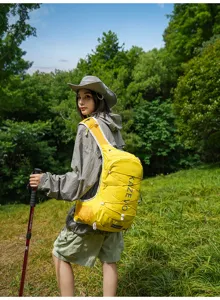 Lightweight outdoor hiking backpack waterproof vest style daypack for camping and sports.