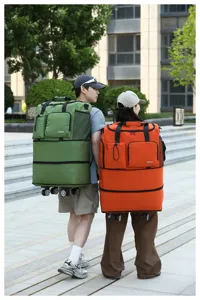 Bolsa de viaje grande con ruedas y correas de mochila para mudanzas fáciles y viajes al aire libre.